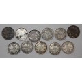 x11 British Canadian 5c Sterling Silver Coins (Bid per coin to take all)