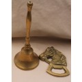Brass Bell and Brass Horse Bottle opener (One Bid for Both)