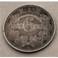 1896 ZAR 6 pence (nice toning)