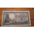 South African bank note: One Pound 1947