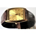 CITIZEN GENTS GOLD DATE WATCH WITH LEATHER STRAP