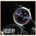 JEEP GENTS BLACK LEATHER DRESS WATCH