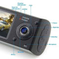 Car DVR 2.7" Vehicle Camera Video Recorder Dash Cam G-Sensor GPS Dual Lens Camera
