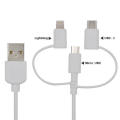 3 in 1 USB Cell Phone Cable , With Exchanging Tips -Lightning + Type-C+Mirco-B
