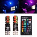 2Pcs T10 COB RGB LED Car Wedge Side Multicolor Light Bulbs with Remote Control