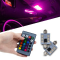 2X RGB 5050 6SMD LED festoon light c5w Car led Hviero Auto Remote Controlled Colorful Led Lamp Auto