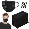Face Masks - 3 Ply Black Face Masks - Pack of 50 Black Face Masks