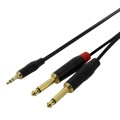 Mini-Jack to Dual 1/4` - Left/Right Splitter Cable