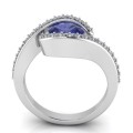 *CD DESIGNER JEWELRY* CR Tanzanite and Clear CZ Ring in Silver-Size 8.5