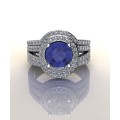 *CD DESIGNER JEWELRY*1.49ctw Cr Tanzanite and CZ 3-Piece Wedding Set in 925 Sterling Silver-Size R