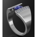 *CD DESIGNER JEWELRY* 1.026ct Tanzanite and Clear CZ Ring in Silver- Size 8