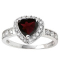 Trillion Garnet and Sapphire Halo Ring in Silver- Size 7