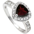 Trillion Garnet and Sapphire Halo Ring in Silver- Size 7