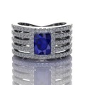 *CD DESIGNER JEWELRY*2.62ctw Sapphire Blue Cubic Zirconia Dress Ring in 925 Sterling Silver- Size R