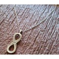 *CD DESIGNER JEWELRY* Natural Diamond Sterling Silver Infinity Pendant with Chain