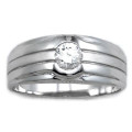0.50ctw CZ 925 Sterling Silver Wedding Ring with Half Matte/half Shiny Finish - Size 10