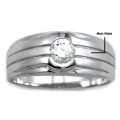 0.50ctw CZ 925 Sterling Silver Wedding Ring with Half Matte/half Shiny Finish - Size 10