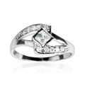0.45ctw CubicZirconia 925 Sterling Silver Princess(CENT) Engagement Ring - Size 8/9