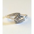 Princess CZ Bezel Ring in Silver- Size 7