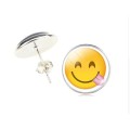 EMOJI Smiling with Eyes Closed and Tongue Sticking Out Face Emoji Stud Earrings