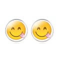 EMOJI Smiling with Eyes Closed and Tongue Sticking Out Face Emoji Stud Earrings