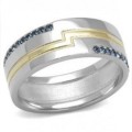 Two Tone Ion Plated Stainless Steel Crystal Band- Size 9-12
