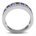 Blue and Clear Top Grade Crystal Stainless Steel Wedding Band- Size 7-9