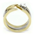 Two Tone Ion Plated 2 Piece CZ Arrow Style Stainless Steel Ring Set- Size 7-9