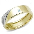 Two Tone Ion Plated Blue Crystal Stainless Steel Band- Size 10-12