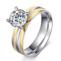 1.00ct Cubic Zirconia Stainless Steel Solitaire Engagement Style Ring- Size 8