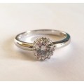 0.75ct CZ Solitaire Crown Set Ring in Silver- Size P