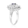 0.23ctw Natural Amethyst and CZ Halo Ring in Silver- Size 7