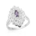 0.23ctw Natural Amethyst and CZ Halo Ring in Silver- Size 7