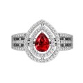 *CD DESIGNER JEWELRY* 1.2ctw Natural Garnet and CZ Ring in Silver- Size 8.5