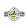 *CD DESIGNER JEWELRY* 1.20ctw Natural Peridot and CZ Ring in Silver- Size 8.25