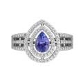 *CD DESIGNER JEWELRY* 1.20ct Natural Tanzanite and CZ Ring in Silver- Size 8.75