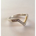 0.11ctw Tanzanite Wishbone Style Ring in Silver- Size N