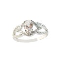 Oval CZ Split band ring in Silver- Size 9.25