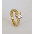 *CD DESIGNER JEWELRY* 1.535 ct Moissanite, Woven Style Ring in 9K Yellow Gold