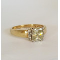 *CD DESIGNER JEWELRY* 1.587ct Moissanite and Diamond Ring in 9k Yellow Gold