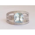 *CD DESIGNER JEWELRY* 2.01ctw Natural Topaz and CZ Ring in Silver -Size O