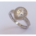 *CD DESIGNER JEWELRY* 1.28ctw CZ Pear Ring in Silver- Size P