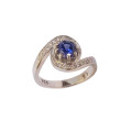 *CD DESIGNER JEWELRY*1.09ctw Cr Tanzanite Engagement Ring in 925 Sterling Silver**Size R*