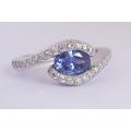 *CD DESIGNER JEWELRY* 1.70ctw CZ Tanzanite and Clear Ring in Silver-Size 8.25
