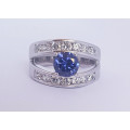 *CD DESIGNER JEWELRY* 2.65ct Tanzanite and Clear CZ Split Band Ring-Size R
