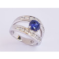 *CD DESIGNER JEWELRY* 2.65ct Tanzanite and Clear CZ Split Band Ring-Size R