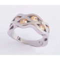 *CD DESIGNER JEWELRY* 2.15ctw Champagne CZ Ring in Silver- Size 8.5