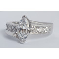 *CD DESIGNER JEWELRY* 3.20ctw Marquise CZ Ring in Silver- Size R