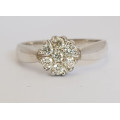 CD DESIGNER JEWELRY* 0.35ctw Natural Diamond Flower Ring in 925 Sterling Silver- Size Q