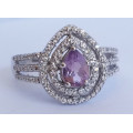 *CD DESIGNER JEWELRY*1.20ctw Natural Amethyst & CZ Ring in 925 Sterling Silver- Size 8.25
